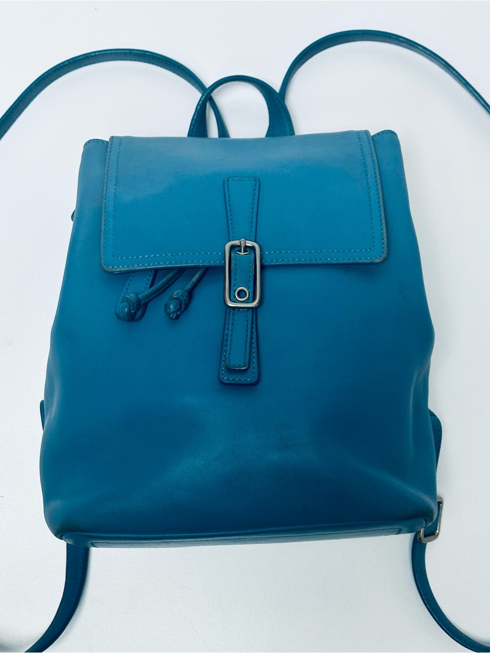 Coach Blue Leather Drawstring Backpack - Women's Casual Shoulder Bag